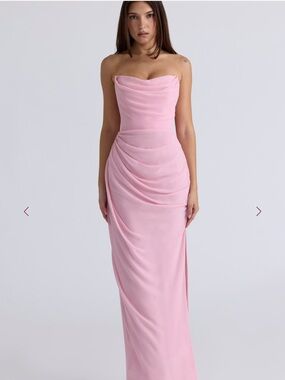 House of CB Strapless Pink Draped Gown